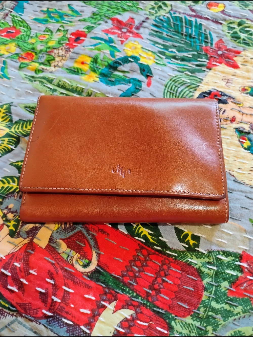 Monsac Brown Leather Trifold Wallet